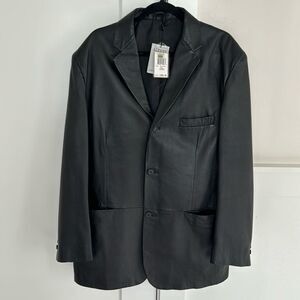 Alfani Men’s Black Genuine Leather Jacket Blazer Sleek Dress Coat Sz 42 REG NWT
